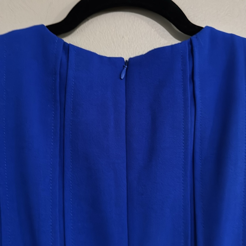 Ellen Tracy Dress Women's Royal Blue Slimming Flare Pleats Sleeveless Lined Sz 8 - Picture 5 of 11